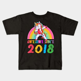 3 Years Old 3rd Birthday Unicorn Awesome Since 2018 Kids T-Shirt